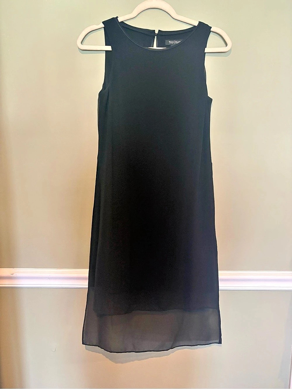 White House Black Market Black Chiffon Shift Dress XXS
